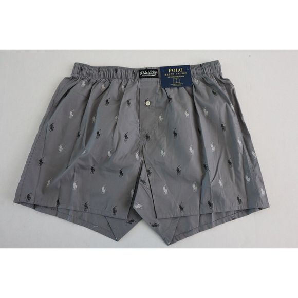 Polo Ralph Lauren R382RL Men's Sz L Gray Allover Pony Print Classic Fit Boxers - Picture 1 of 4